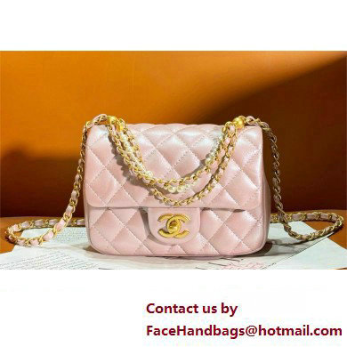 chanel Shiny Lambskin, Imitation Pearls & Gold-Tone Metal Mini Flap Bag PINK AS4385 2024 chanel Shiny Lambskin, Imitation Pearls & Gold-Tone Metal Mini Flap Bag PINK AS4385 2024